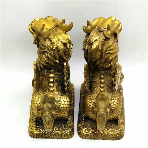 包邮纯铜财富麒麟摆件桌面踩球元宝一对八卦送子收纳动物客厅礼品