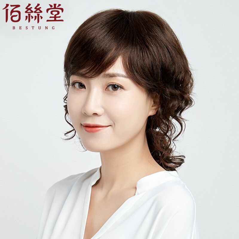 羊毛卷假发女中长发卷发妈妈长头发全头套式全真人发丝真发中老年