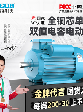 单相电机220V两相小型0.75/1.1/1.5/2.2/3/4RKW全铜异步电动机马