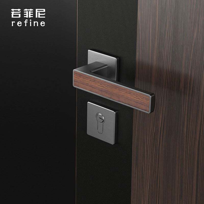 新中式房门锁室内卧室木门把手磁吸静音分体式门锁锌合金五金锁具