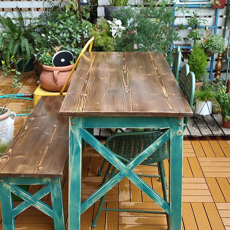 定做实木做旧复古桌椅电脑桌户外阳台桌花店长方形工作台包花桌