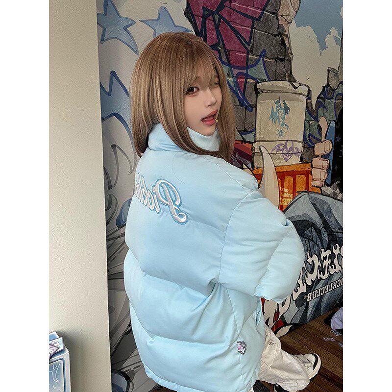 梁拌泡菜【变换魔术贴】百搭幽灵蓝色棉服外套加厚秋冬棉衣男女潮