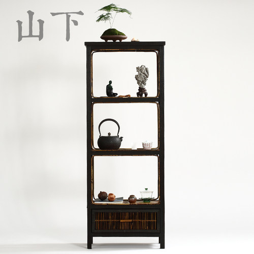 竹制茶架茶棚茶水柜桌边柜书架置物架茶道收纳柜博古架小茶几茶台