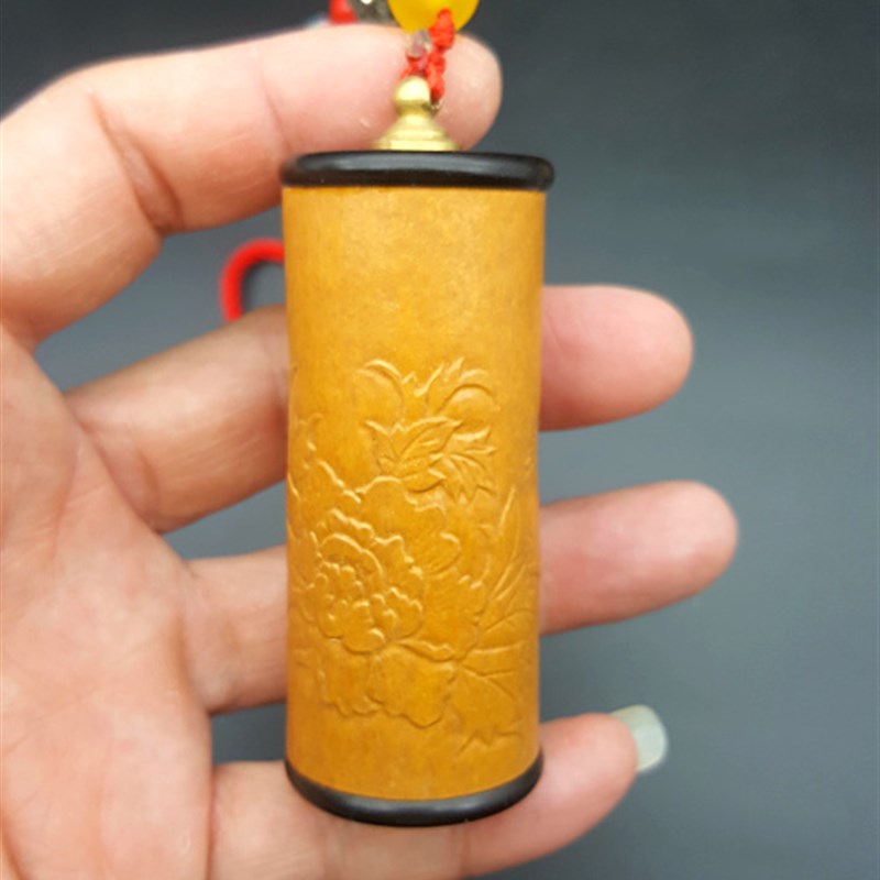 天一阁精品天津砑花富贵花开本长老葫芦筒子鼻烟壶挂件手把件吊坠