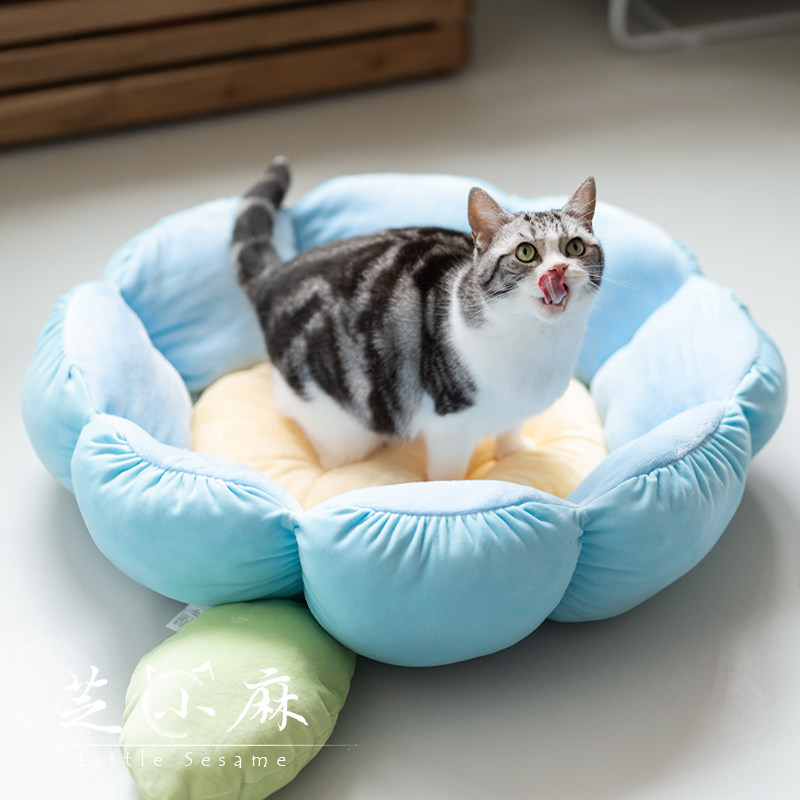 芝小麻春日躺平计划猫咪窝大号可爱保暖大猫床公主床四季通用猫窝