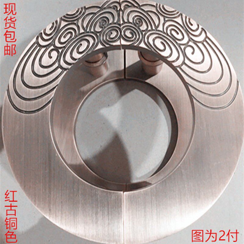 中式祥云雕刻仿古大门拉手 半圆形玻璃门把手 青古铜木门把手拉手