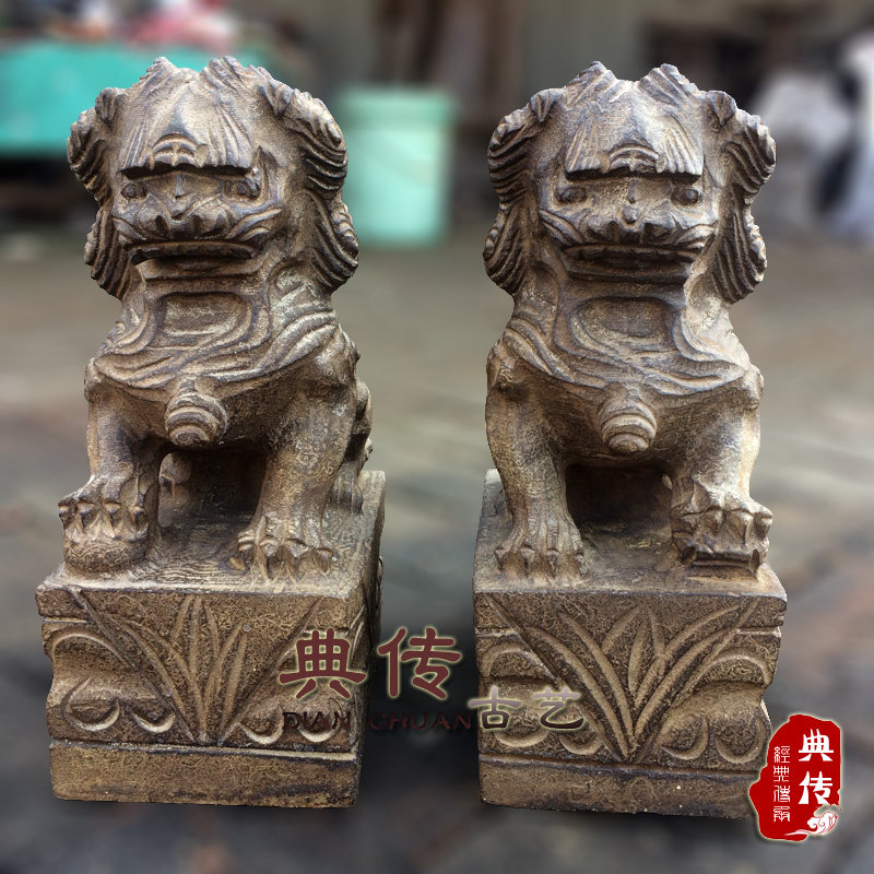 仿古石雕镇宅看门墓地北京狮子一对门前石头摆件青石兽门墩狮子石