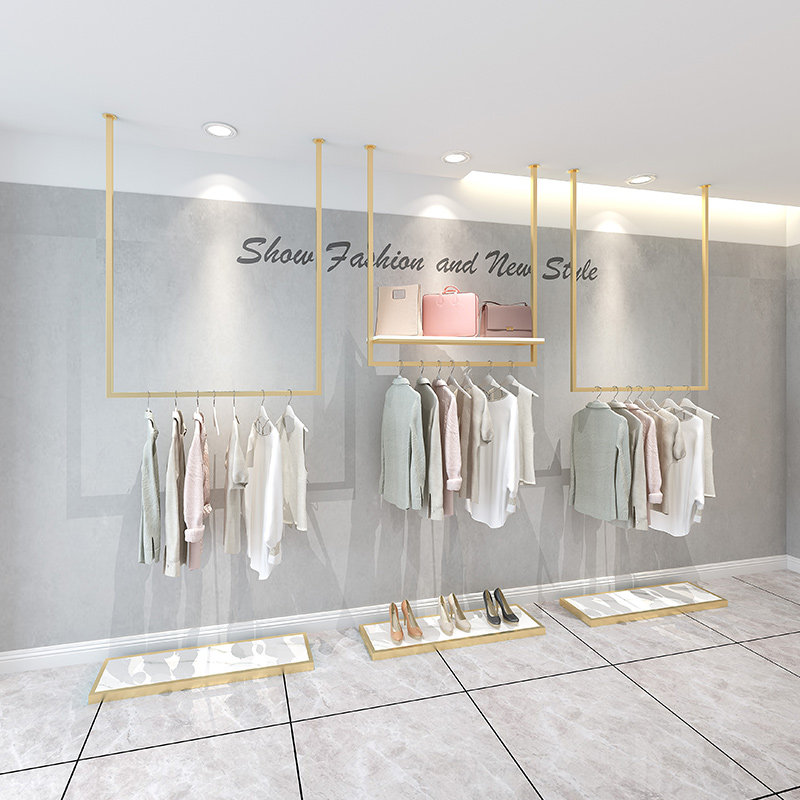 服装店衣架展示架 女装礼服婚纱货架吊顶挂衣服架子上墙悬挂U型架