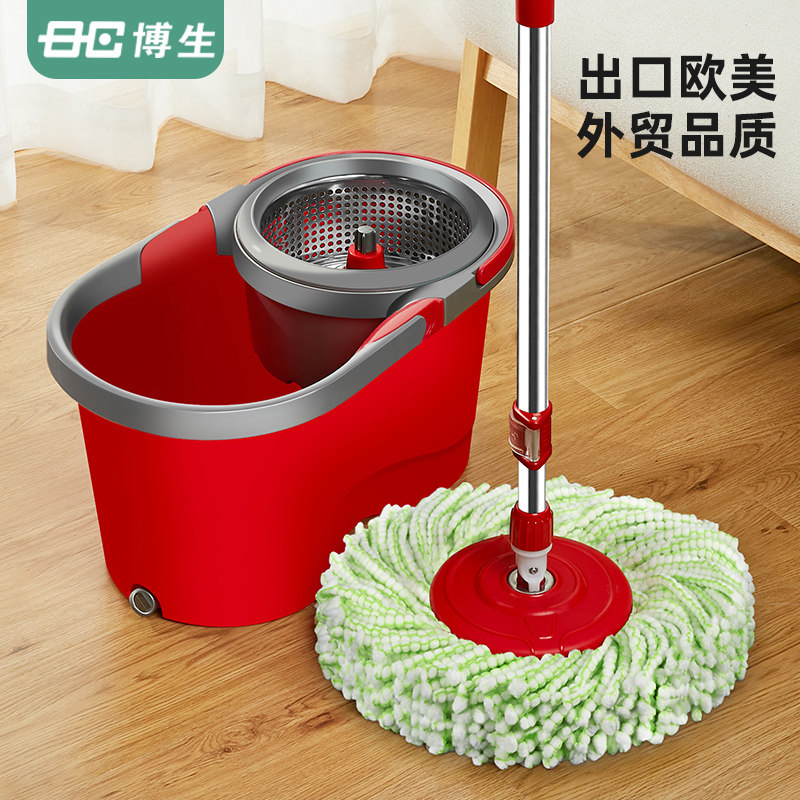 博生懒人拖把杆旋转通用一拖免手洗净家用拖布神器拖把桶2023新款