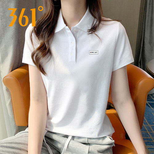 361度翻领短袖T恤女POLO衫夏季新款透气运动休闲上衣女562524009A