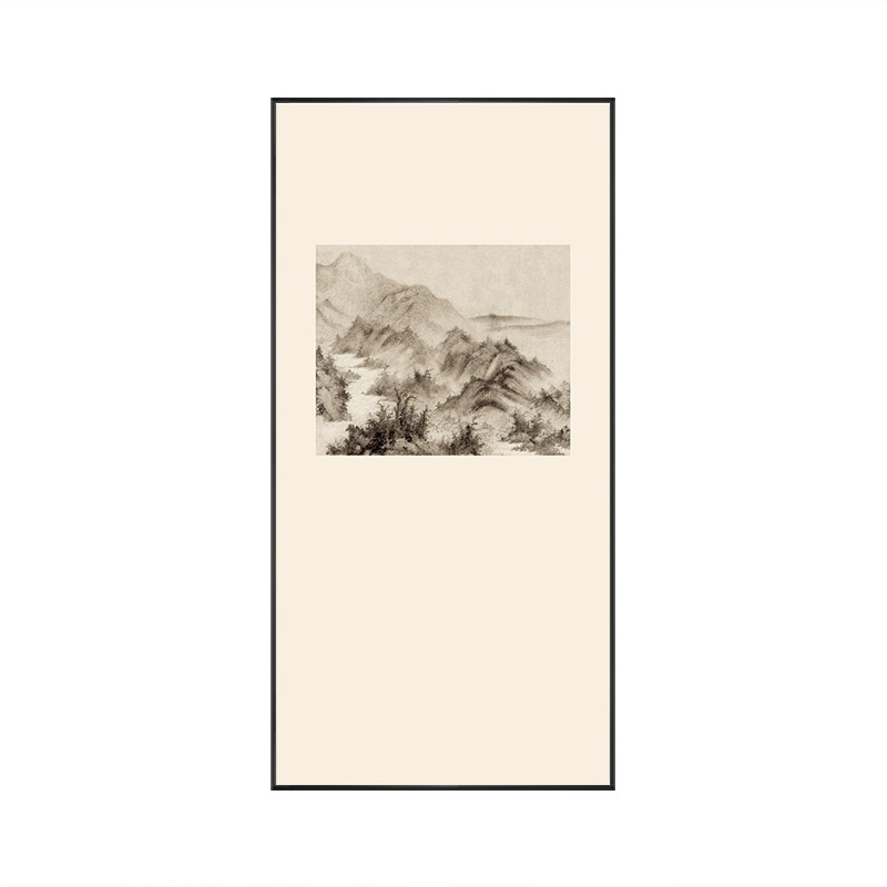 新中式客厅装饰画竖版三联山水水墨国画书房茶室背景墙禅意挂画框