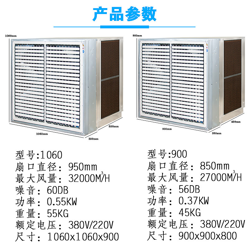 1380型不锈钢一体水帘风机大面积车间养殖降温大功率工业水帘风机