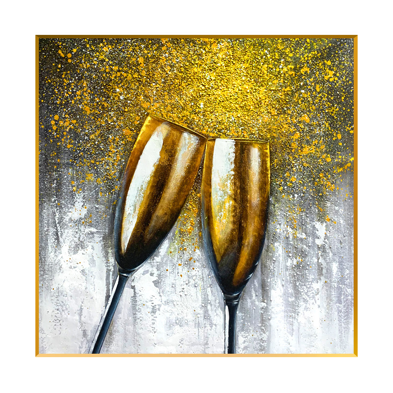 手绘酒杯油画轻奢玄关挂画高端奢华餐厅装饰画美式高级感肌理壁画
