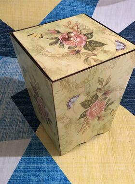 美式田园风格垃圾桶 欧式木质家用收纳桶 花园垃圾桶新品质量保证
