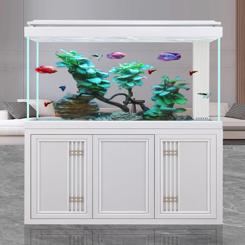 鱼缸客厅大型落地家用底滤超白水族箱玄关屏风隔断柜2025新款智能