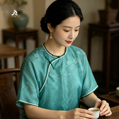 枳月[浣花影]新中式上衣提花罗真丝桑蚕丝2026春夏季新款国风女装