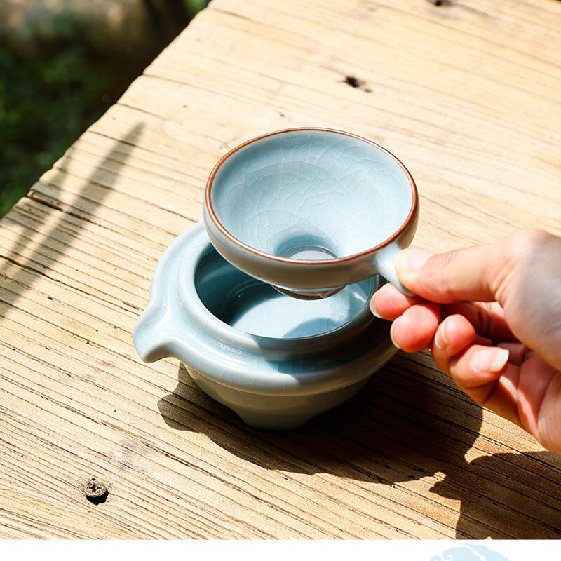 三勤堂汝窑唐漏茶漏茶叶过滤器景德镇茶具陶瓷开 ??片可养搭配