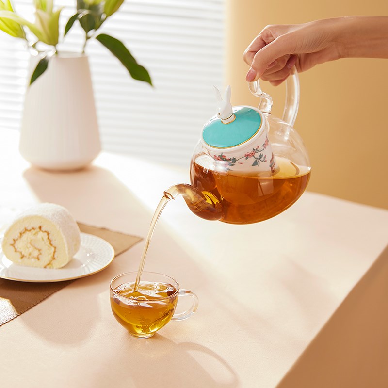 布兰兔的茶骨瓷玻璃壶套装下午茶煮茶器蜡烛加热茶壶茶杯茶具礼盒