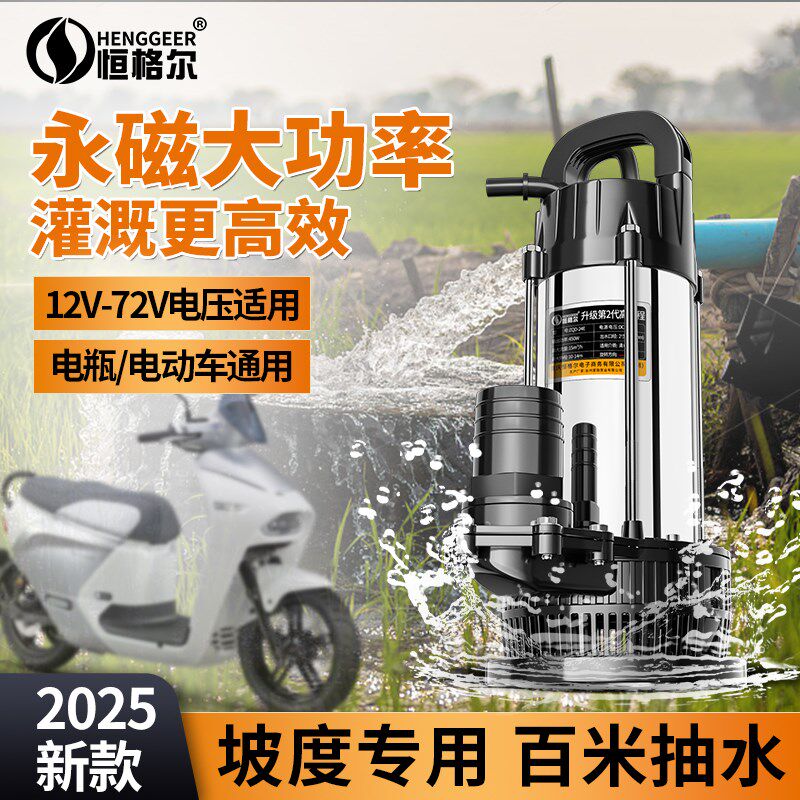 直流潜水泵12伏48v60v72v电动车电瓶车专用抽水泵通用农用灌溉机