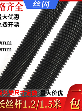 高强度加长丝杆螺杆全牙牙条通丝8.8级螺纹杆牙黑M16M20M24M30M42
