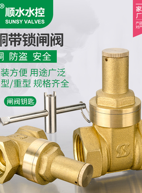 顺水内三角工程螺纹带锁闭闸阀开关自来水表前4分铜阀门4分6分