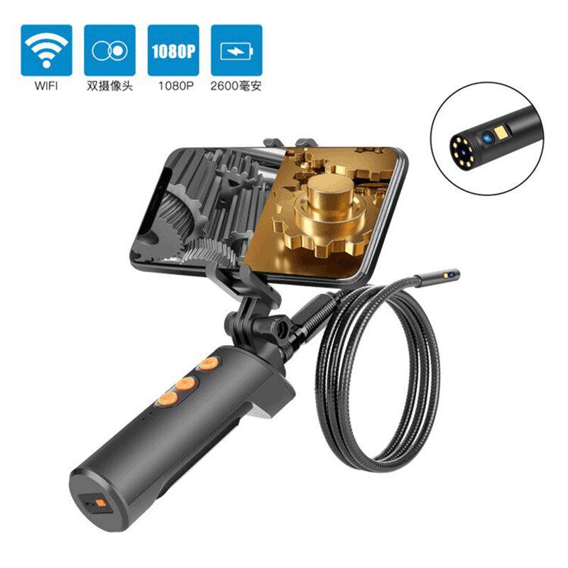 高清双镜头wifi内窥镜 1080P蛇管线双镜头内窥镜发动机积碳内窥镜