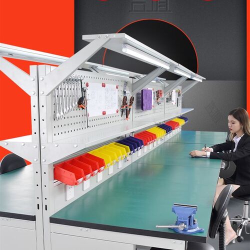 防静电工作台带灯车间钳工台流水线装配维修桌子实验室检验操作台