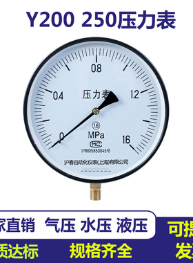 Y200压力表大表盘Y250气压表水压表液压表蒸汽压力表油压表液压表