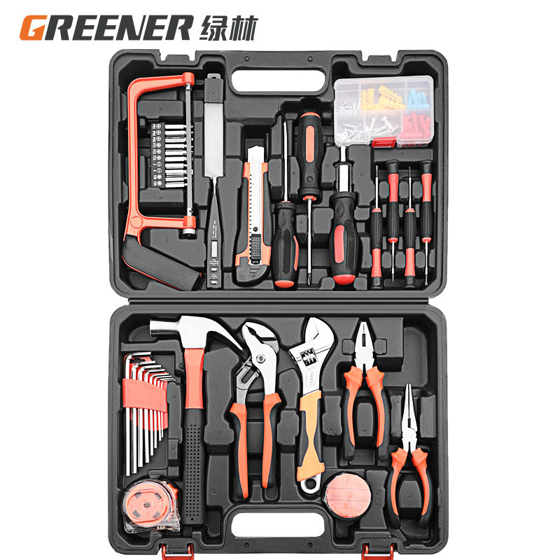 绿林家用工具套装多功能常用工具箱大全五金家具安装维修组合车用