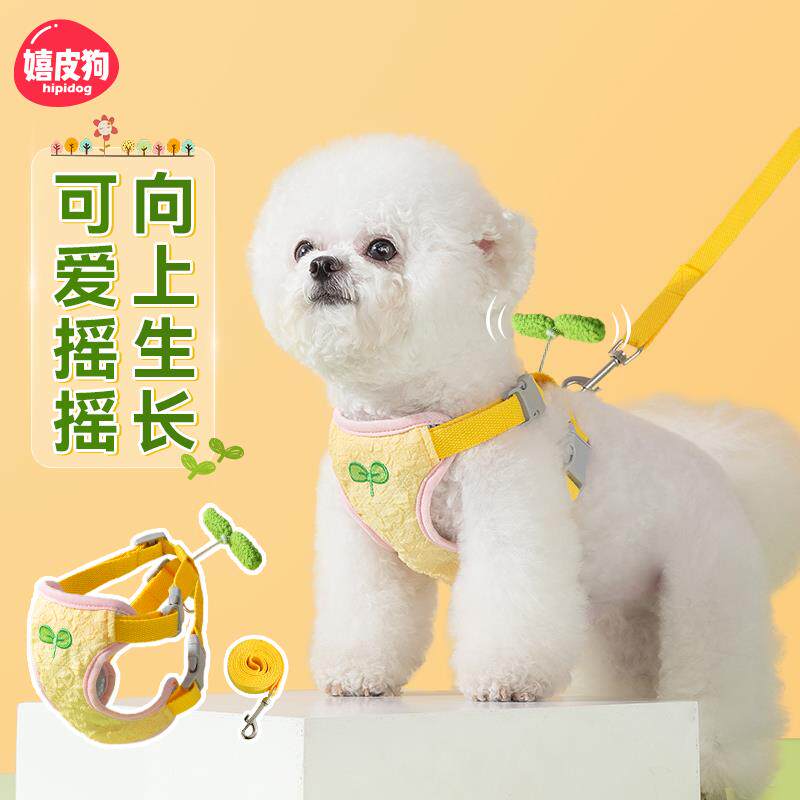 狗狗牵引绳小型犬背心式胸背带泰迪比熊遛狗绳狗链子宠物外出专用