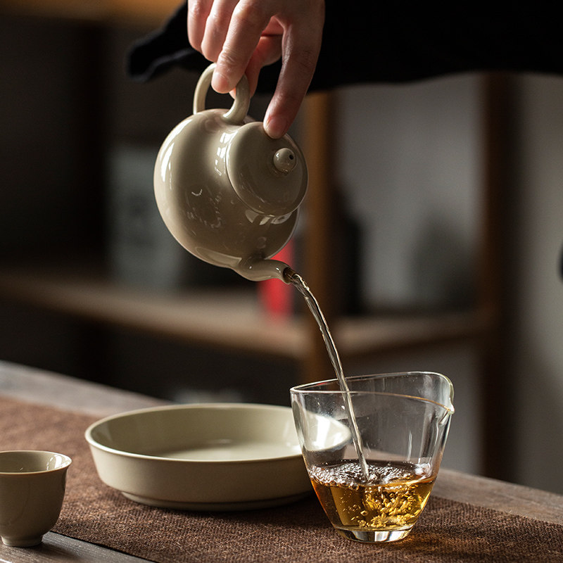 中式复古草木灰釉陶瓷茶壶单壶手工小茶壶家用小号功夫茶具泡茶壶