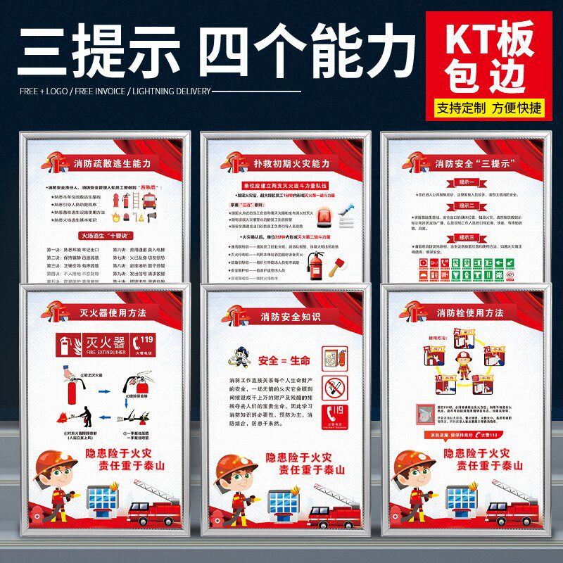 消防四个能力提示牌全套标识定制志消防验厂车间仓库生产