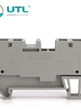 UTL尤提乐JUT3-4工业端子快速接线板连接器电压接线端子排导轨式