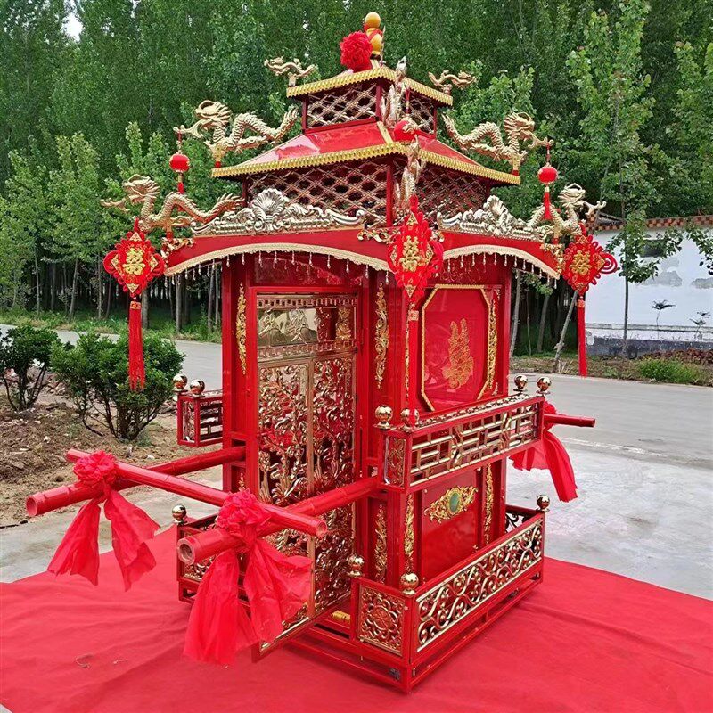 婚庆花轿喜轿中式八抬折叠钢管抬新娘迎亲厂家定做复古典大花轿子