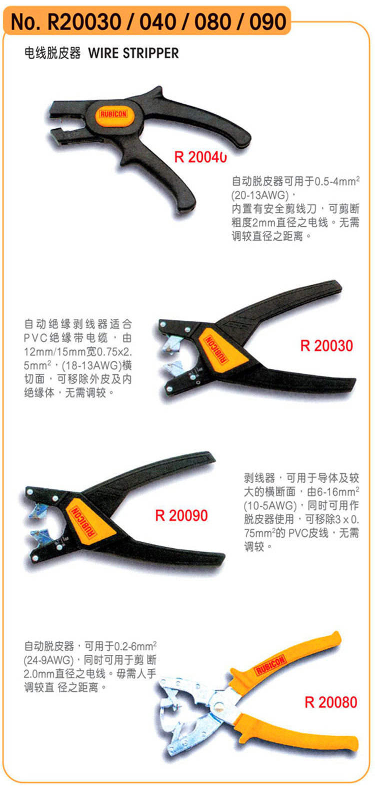 原装日本RUBICON罗宾汉R20030 R20090电缆剥皮器 脱皮钳 剥线钳