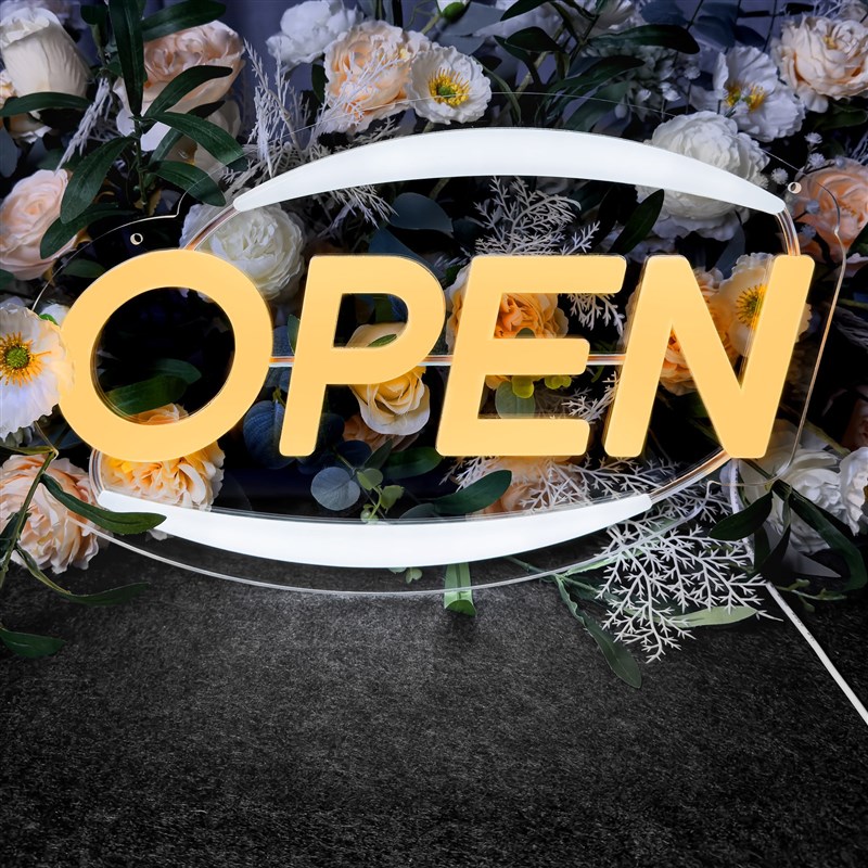 OPEN浇筑霓虹灯led灯箱发光字商铺门营业标志挂牌橱窗迎宾广告牌