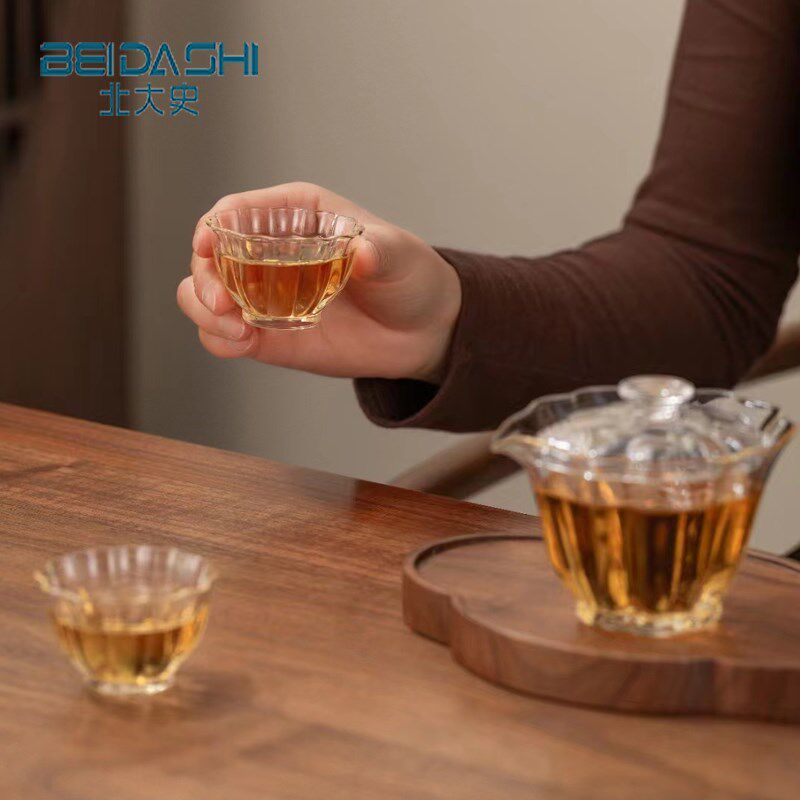 北大史百财旅行茶具套装户外便携式玻璃盖碗一壶两杯茶碗茶具套装