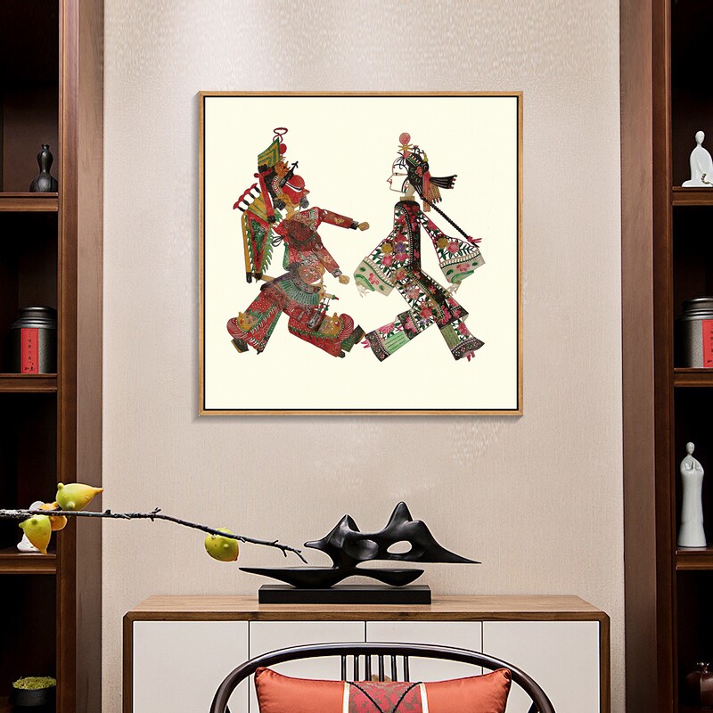皮影装饰画戏曲人物艺术画中国风餐厅客厅玄关画茶室挂画卧室壁画