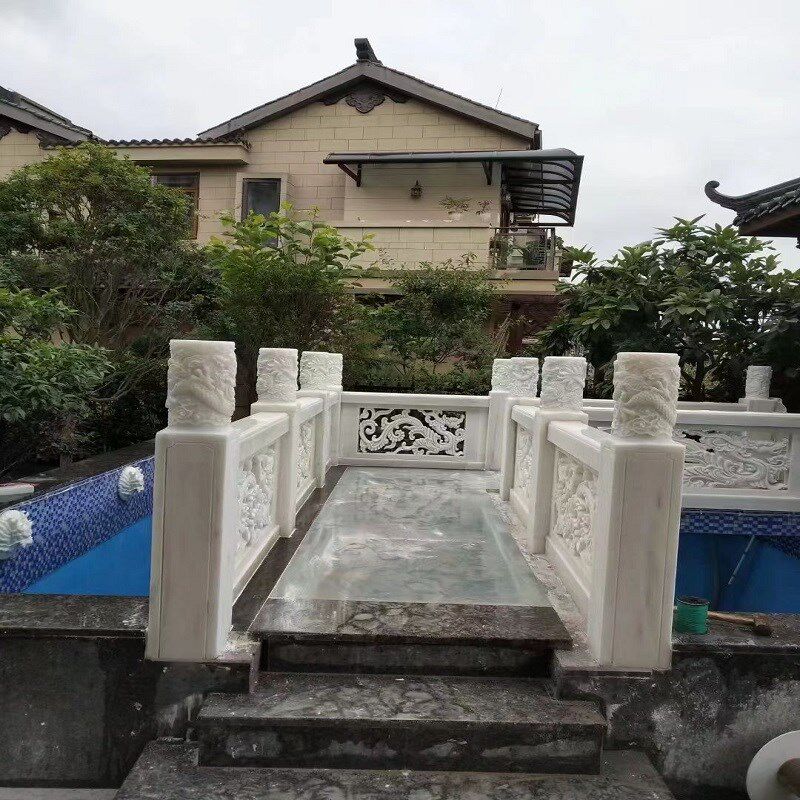 石雕旗台栏杆汉白玉升旗台围栏学校政府桥梁栏板拱桥中式庭院护栏