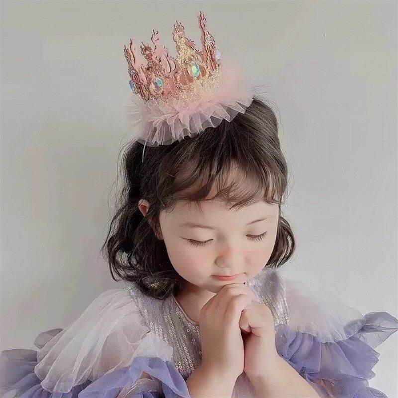 皇冠头饰儿童女童带钻发箍发夹宝宝周岁生日婴儿发饰女孩头箍头纱
