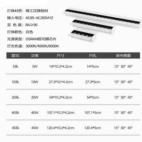 无边框线条射灯嵌入式客厅无主灯深防眩光预埋长条led磁吸灯格栅