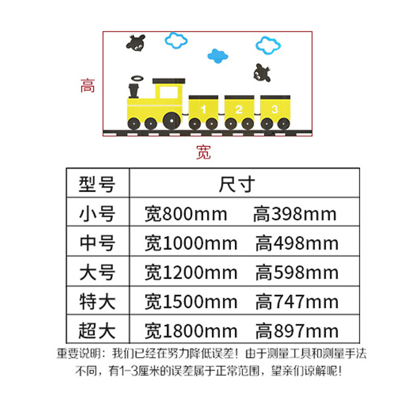 小火车卡通3d立体墙贴画男孩卧室床头墙壁面装饰儿童房亚克力贴纸