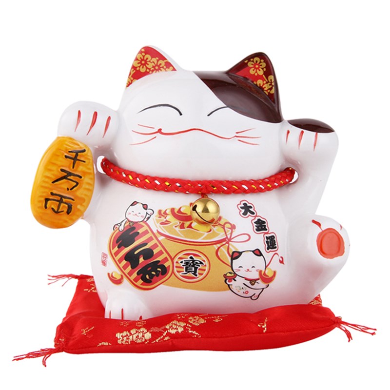 陶瓷发财猫招财猫储蓄罐家居存钱罐办公室摆件小号开业乔迁礼品