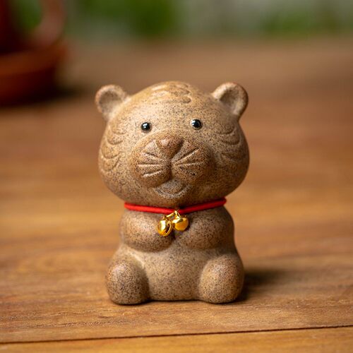 迎财虎瑞兽生肖茶宠 粗陶萌猪手工雕塑陶瓷茶盘摆件可爱茶玩可养