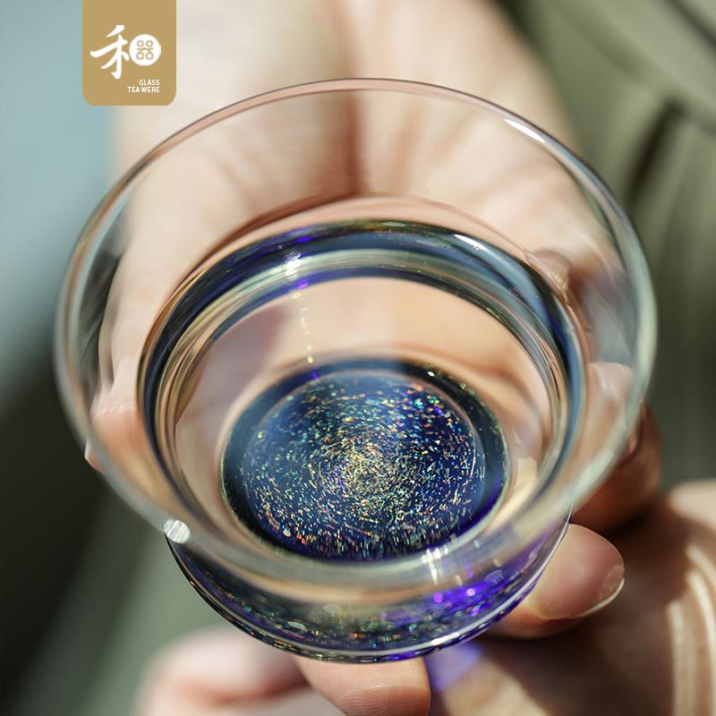 禾器星空斑斓玻璃品茗杯耐高温中式纯手工高档茶道主人杯礼盒装图片
