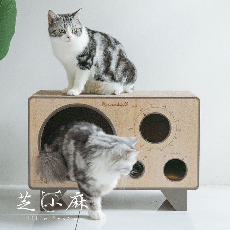 芝小麻 美式收音机瓦楞纸猫窝猫抓盆磨爪器大号猫咪猫玩具猫抓板