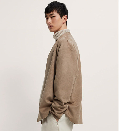 柜399!秋冬男装仿鹿皮休闲西装绒面简约无领西服外套男 3548/700