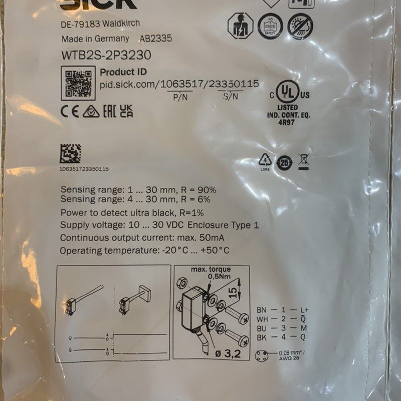 德国西克SICK光电开关WTB2S-2P3230全新原装正品