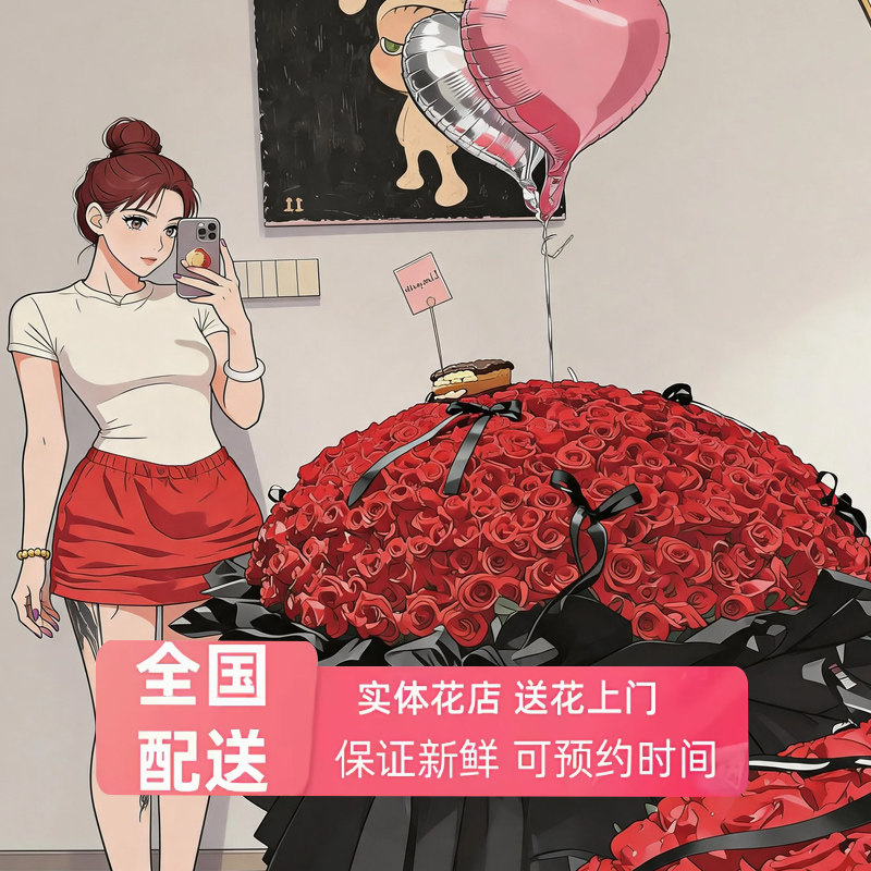 上海北京广州杭州成都深圳999朵520朵玫瑰花束鲜花同城速递配送