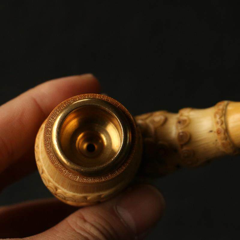 精品纯手工精磨天然满钉老实心竹根烟嘴过滤器竹雕竹制小烟斗粗烟